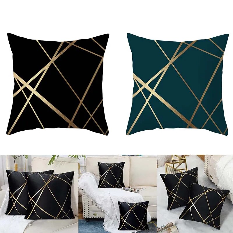GoldenGlow Velvet Cushion Cover